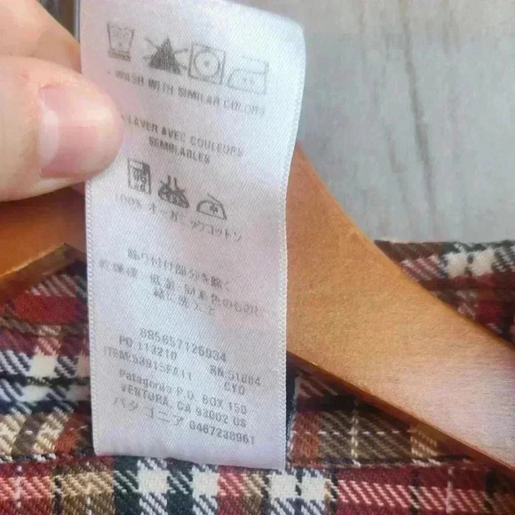 Patagonia Organic Cotton Vintage Orange Plaid Button Up Flannel Size 10 Women’s - Picture 7 of 8